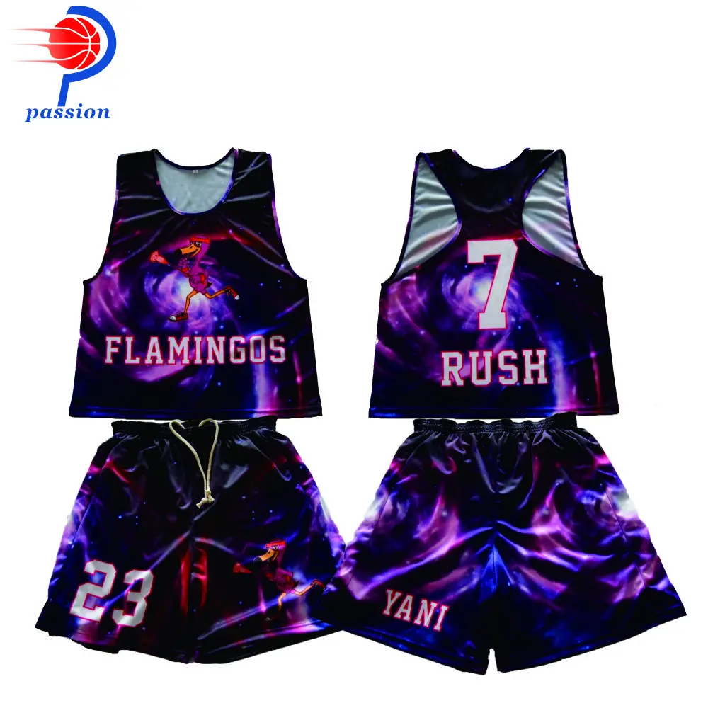 Lacrosse Sleeveless Racer Back Girls Singlet Pinnie Shirts With Sublimated Flamingos
