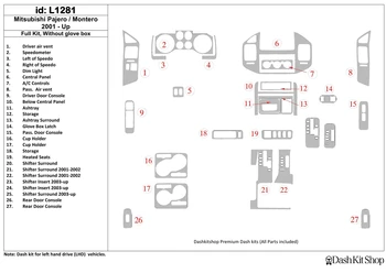 

Interior lining for Mitsubishi Montero 2001-UP. Set L1281.