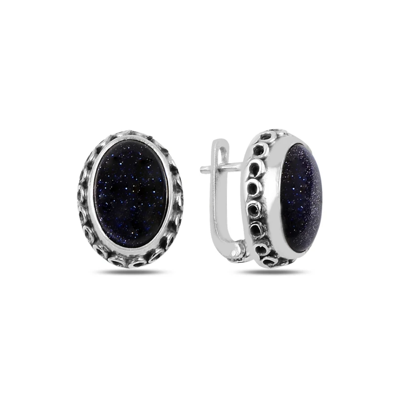 

Armagano Blue Star Cubic Zirconia Oxidized Hand Handwork Earrings