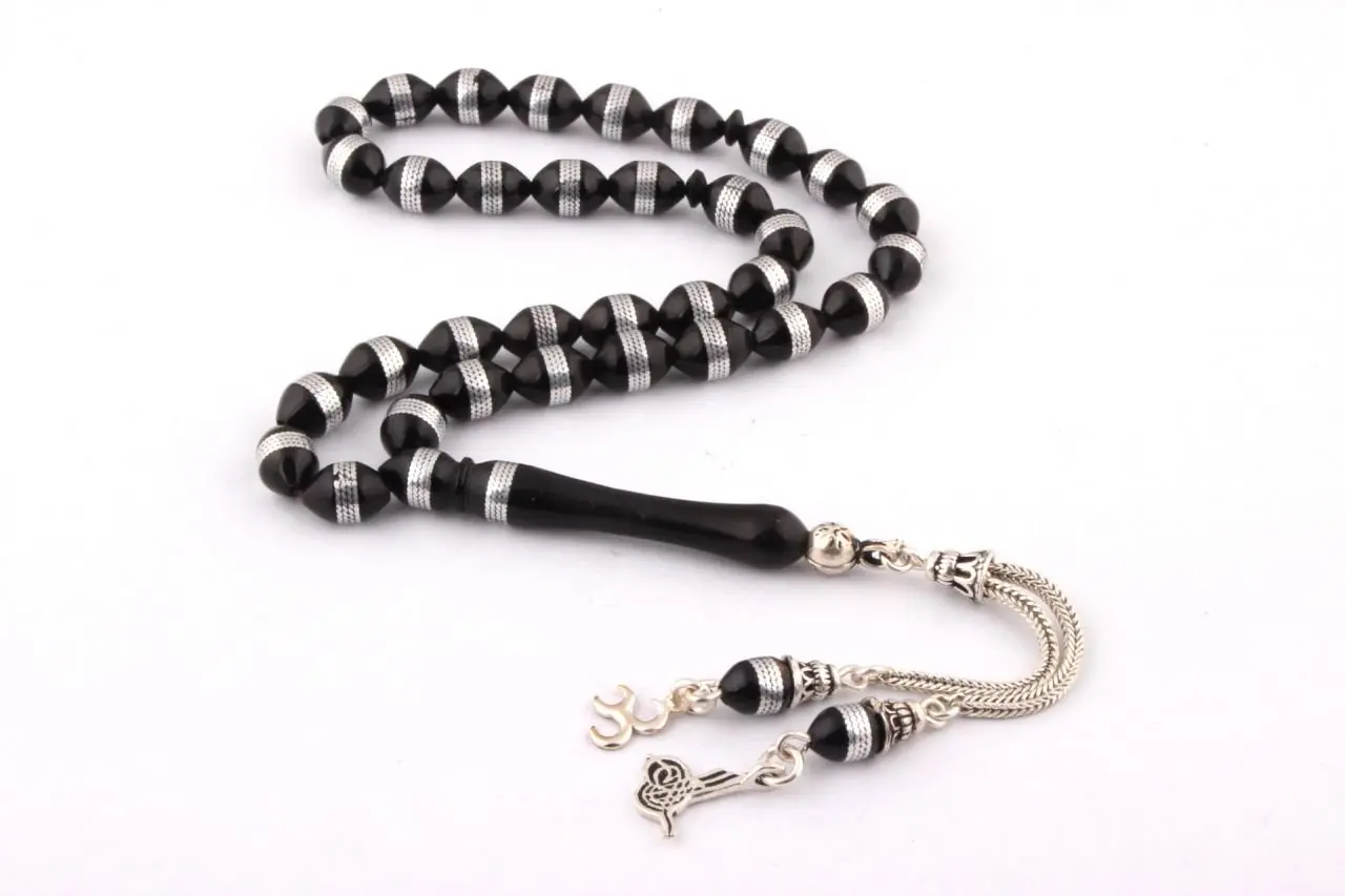 

Natural Kuka Seed 925 Silver 33 Beads Tassel Pendant Prayer Beads Islamic Tasbih Rosary Men Women Meditation Jewelry From Turkey