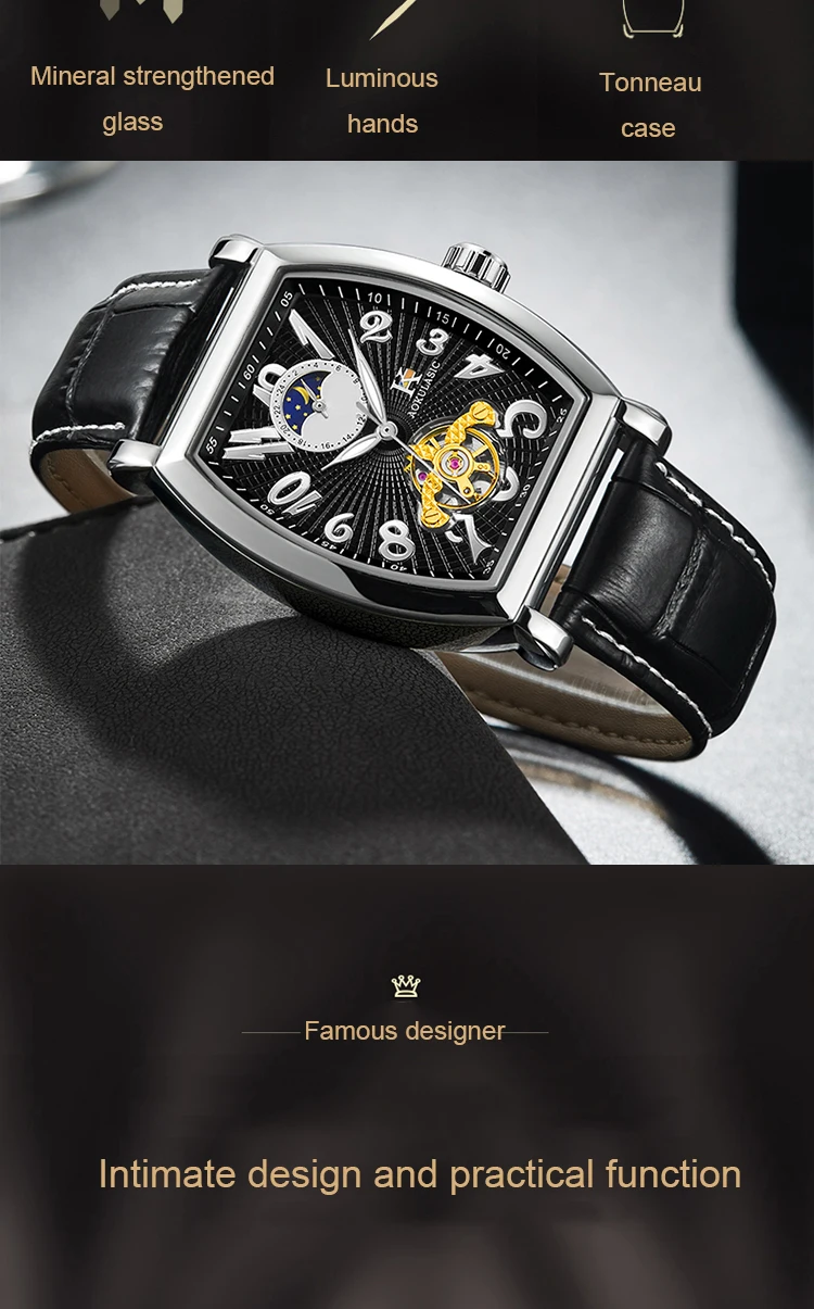 superior oco esculpida tourbillon relógio masculino à