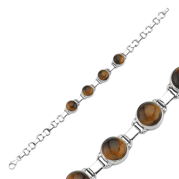 

Silver 925 Sterling Tiger Eye Stone Hand Handwork Bracelet