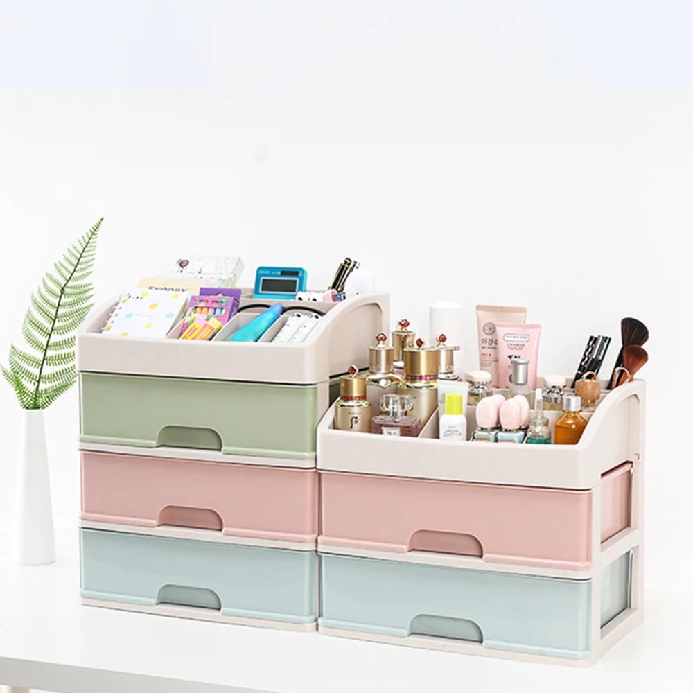 

Large Makeup Organizer Drawer Cosmetic Storage Case Make Up Organizer Nail Earring Cleansing Cotton Storage Box for Bathroom