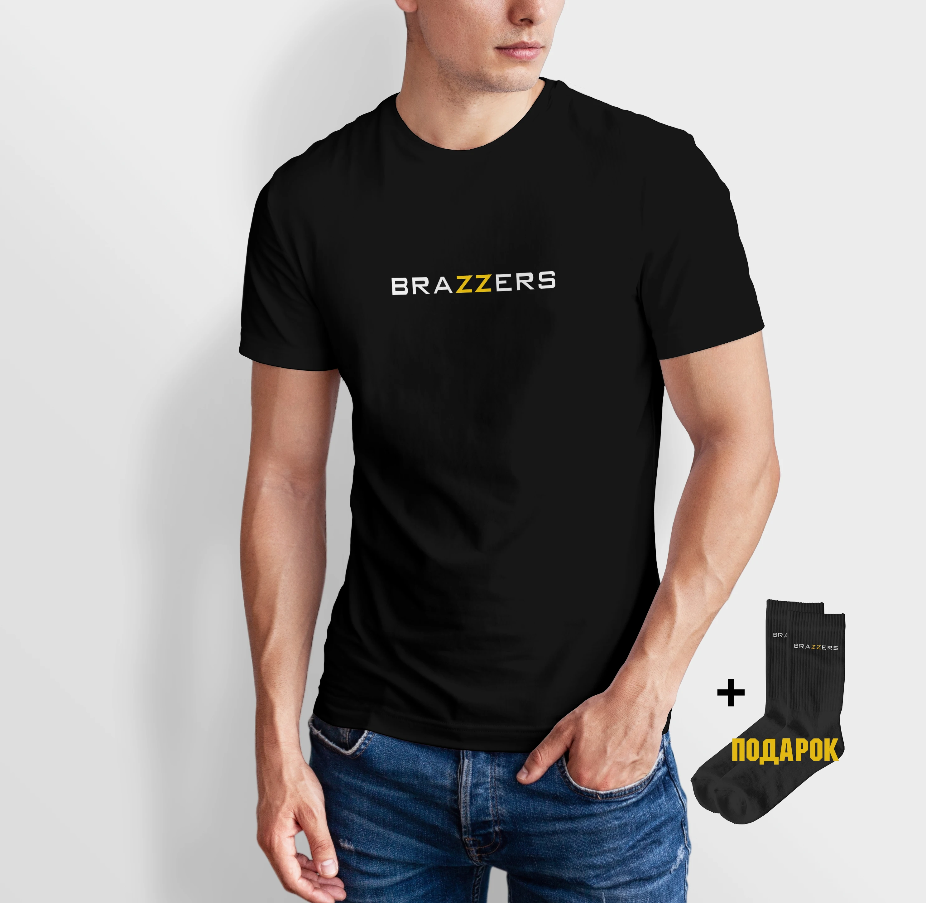 Persuasion kupon defekt Men's T-shirt Brazzers Small Logo On The Chest, Complete With Socks,  Cotton, Delivery From Russia. - T-shirts - AliExpress