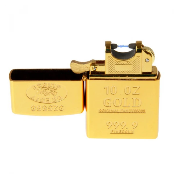 Зажигалка электронная в подарочной коробке usb. дуговая золотая прямоугольная