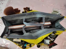 Organizador de viaje de nailon para mujer, bolso grande líneas, maquillaje, cosmético