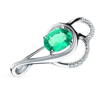 

Silver brooch with cubic zirconia and Emerald sunlight