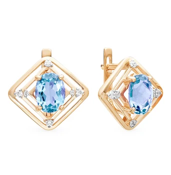 

Gold earrings with Topaz and cubic zirconia sunlight sample 585