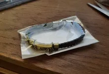 HEYu-pulsera trenzada de cuero con personaje de dibujos animados, brazalete de aleación, joyería para disfraz