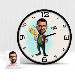 

Personalized Painter Cartoon Wooden Wall Clock-1