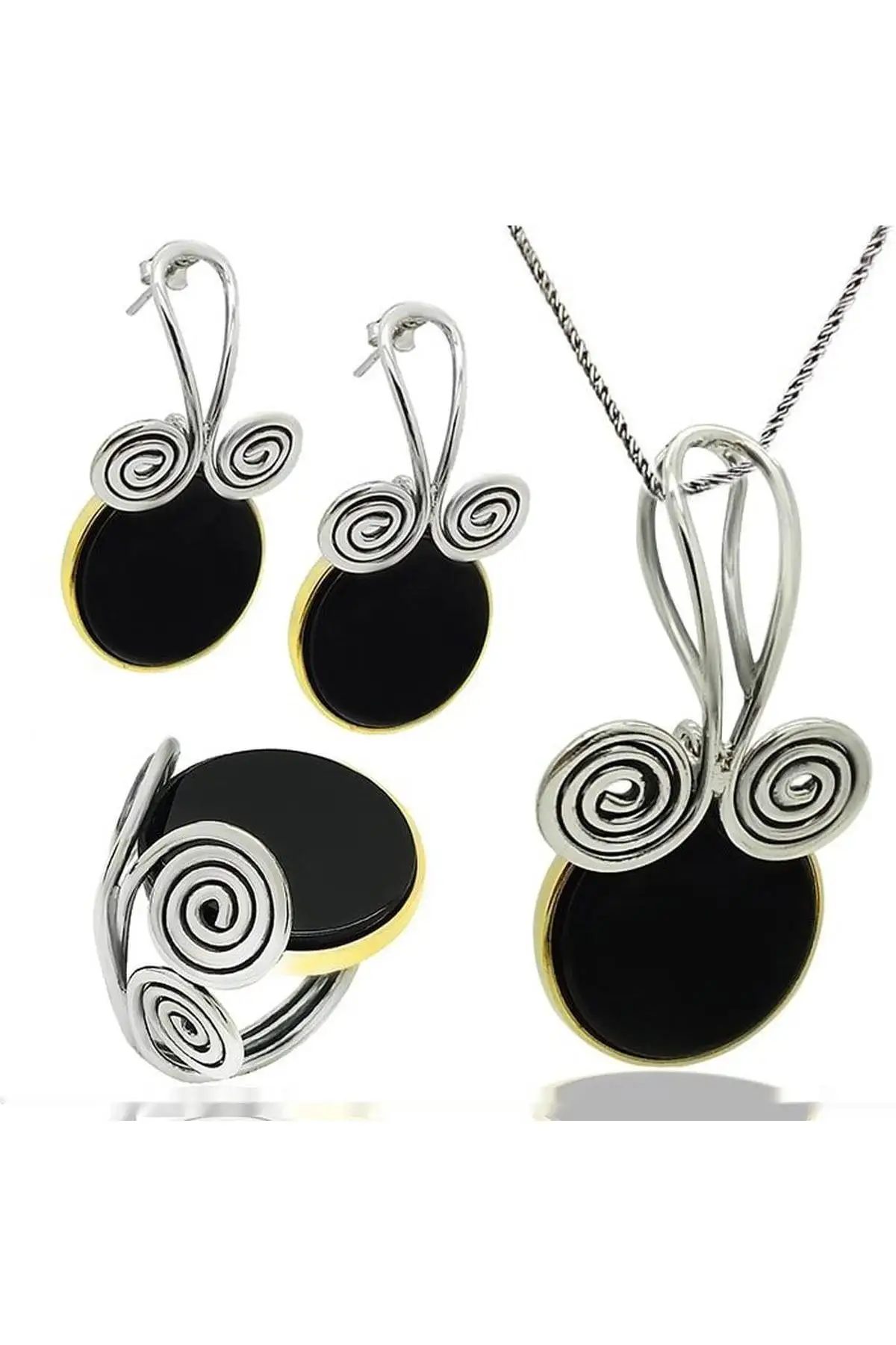 

Silver Triple Set Onyx Stone