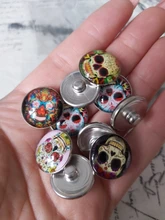 10 unids/lote Nuevo vidrio Snap mezclados, hermosa flor de algodón patrón exótico de cristal de 18mm botones para DIY, brazalete pulsera