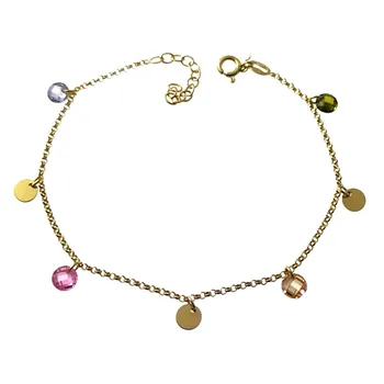 

Law silver bracelet 925m gold plated 18cm. Stones colors 5mm. Badges smooth hanging closure reasa
