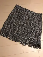 Lady Skirt Tassel Hip-Skater Vintage Plaid High-Waist Women Package Wool SK5583 In-A-Cage