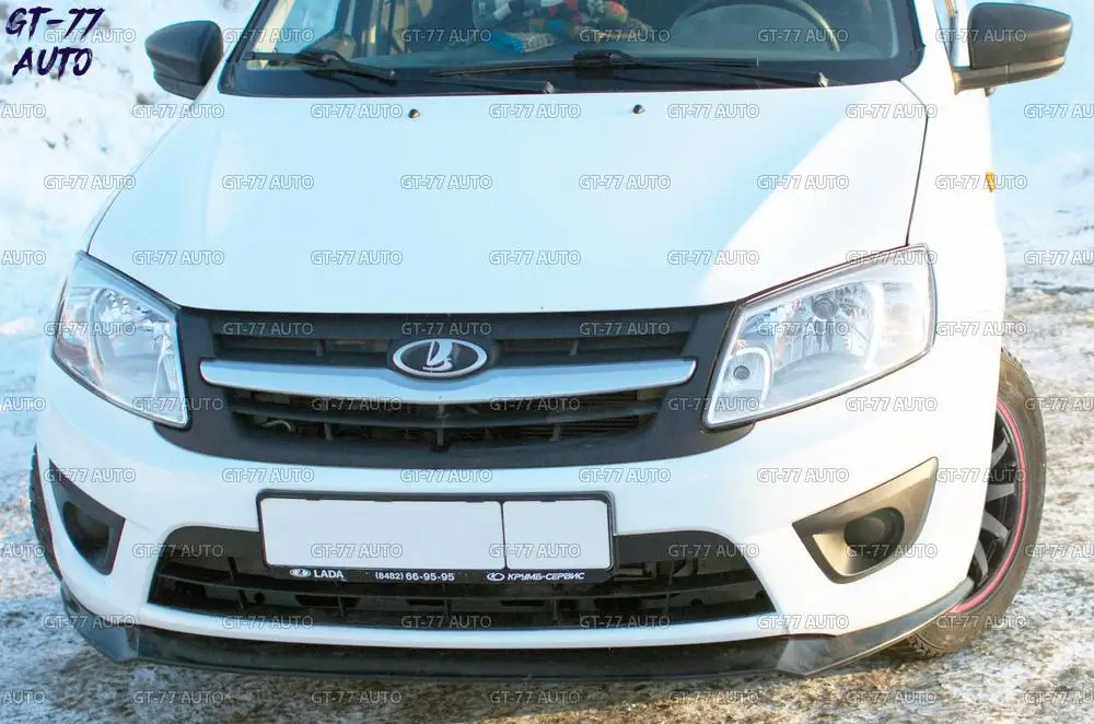 Сплиттер переднего бампера для Lada Granta- спортивный стиль под покраску или тиснение внешний материал ABS пластик Стайлинг тюнинг