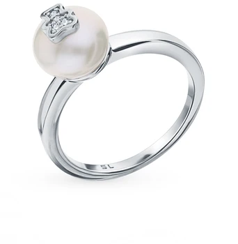 

Silver ring with cubic zirconia and pearls sunlight sample 925