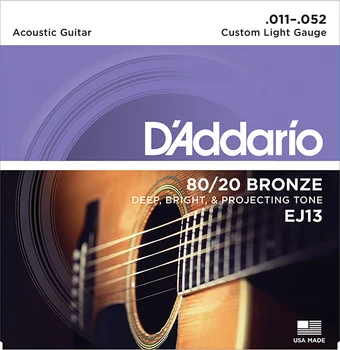 

EJ13 bronze 80/20 strings for acoustic guitar bronze custom light 11-52 D'Addario