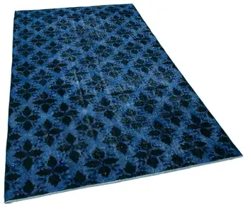 

143x245 Cm Blue Handmade Over Dyed Rug-5x8 Ft