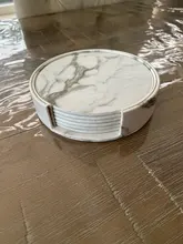 Marble Coaster Cup-Mat Table-Pad-Holder Clean-Placemats Coffee Round Drink 6PCS To Easy