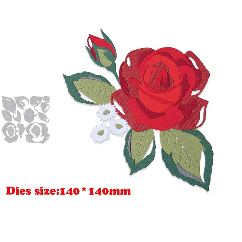 

New Arrival Layered Rose Frame Metal Cutting Dies For 2022 Scrapbooking Festive Bouquet Plants Flowers Stencils Card Making