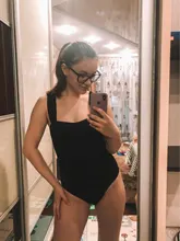 Vintage Swimsuit Bodysuits Monokini Push-Up Black One-Piece Women Beach Padded Ruffle-Strap