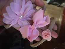 Nuevo 3 unids/lote Chiffon Bow hoja flor bebé Nylon diadema Floral Rosa sombrero recién nacido bebé niñas niños accesorios para el pelo