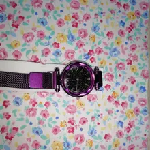 Reloj para mujer, de cuarzo, elegante, con imán, hebilla, cielo estrellado, Número Romano, púrpura, reloj de pulsera de regalo