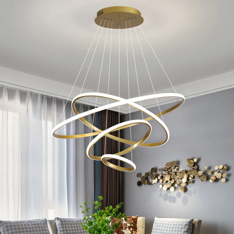 Modern LED Chandelier For Living Room Bedroom Dining Room Simple Round Ring Kitchen Ceiling Pendant Lights Decorate Hanging Lamp pendant light fixtures