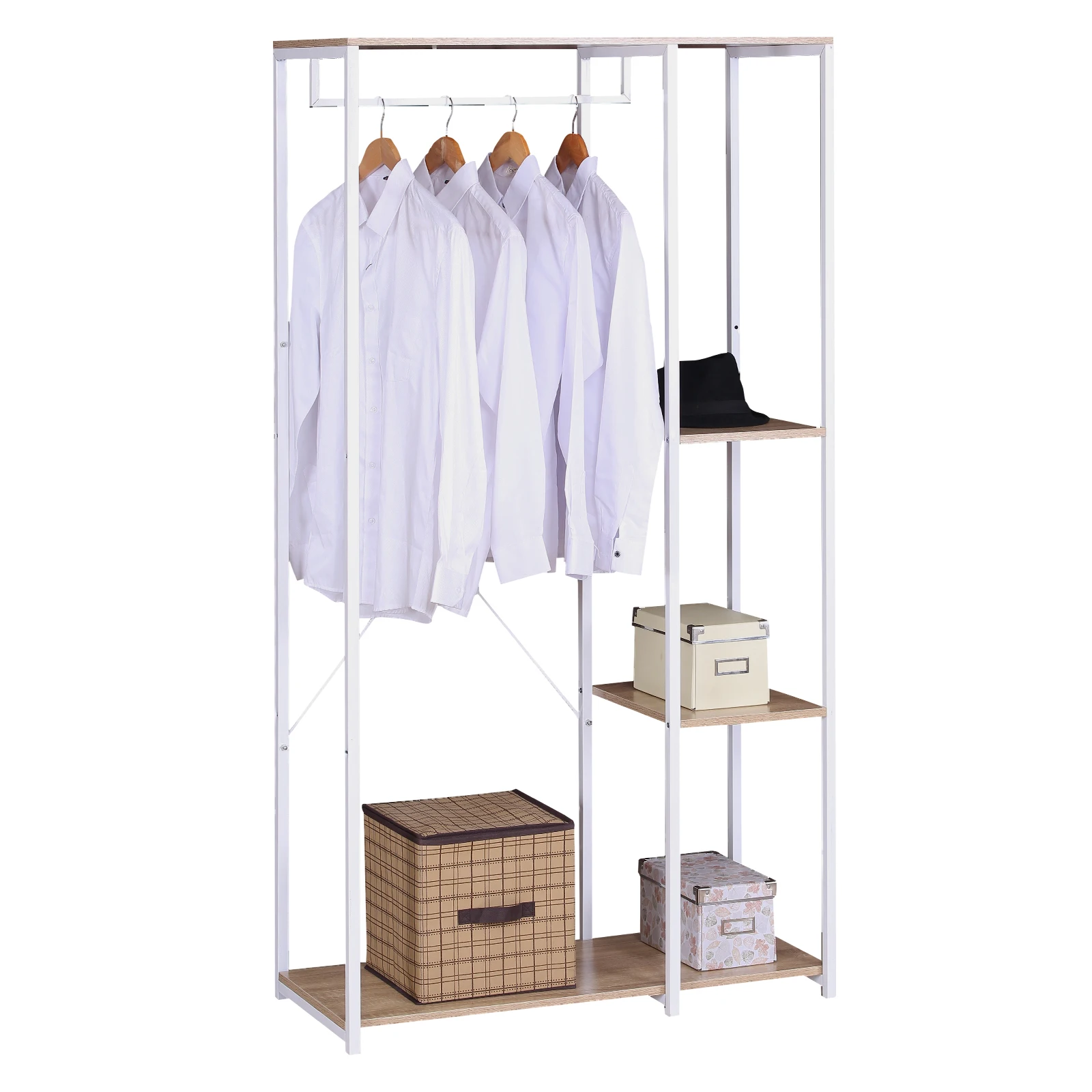 WOLTU Clothes Hanger Shoe Racks Coat Rack Floor Standing Clothes Hanging Storage Shelf for Bedroom Living Room Home