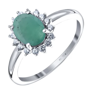 

Silver ring with Topaz White and Emerald