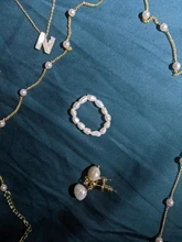 PerisBox-anillo minimalista de perlas naturales para mujer, Anillos geométricos de perlas de agua dulce naturales, círculo continuo, novedad de 2020