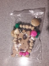 Mordedor de madera orgánico para bebé, mordedor en forma de Animal Natural, juguete de dentición, cuentas de silicona, regalo para bebé recién nacido, 2 uds.