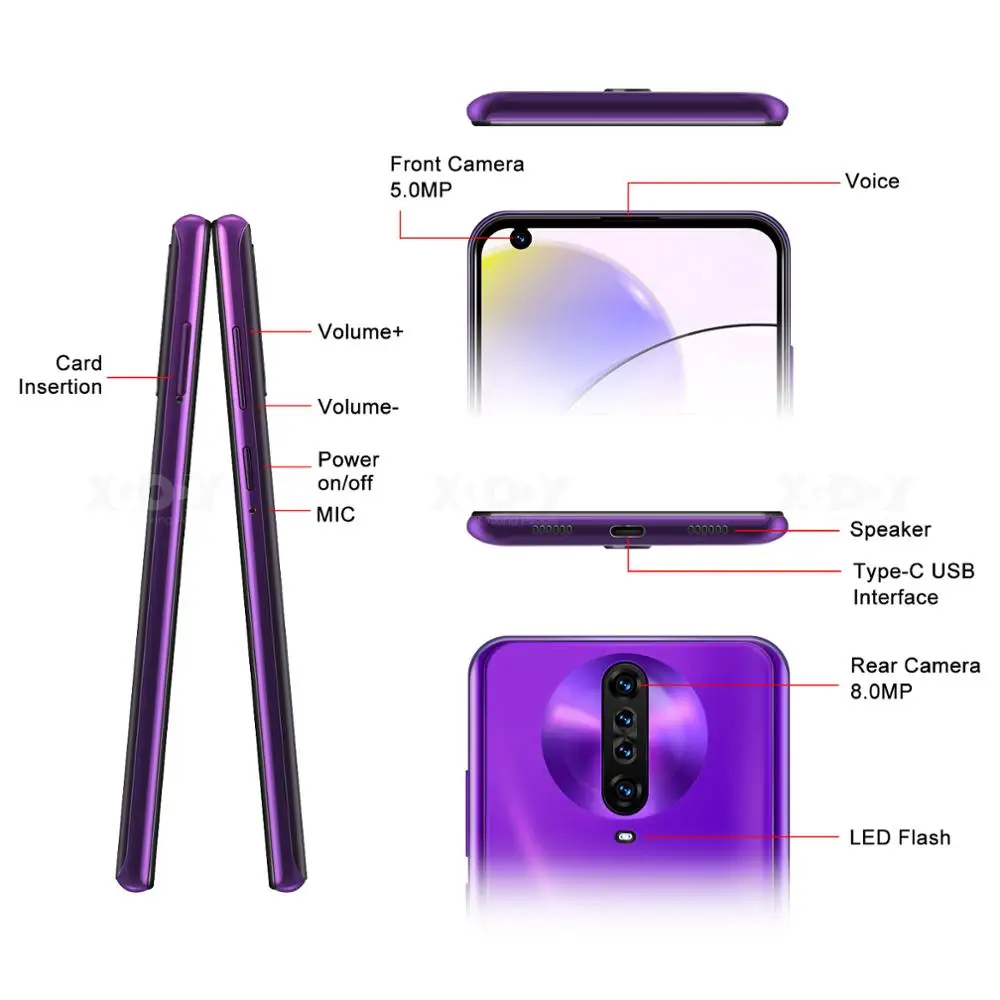 XGODY Android смартфон 1 Гб 8 Celulars 6 дюймов qHD экран MTK6580 четырехъядерный 3000 мАч GPS Wifi 3G