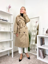 Marca del Reino Unido 2021 nueva moda Otoño/otoño Casual doble botonadura Simple clásico Trench largo con cinturón mujer Chic chaqueta