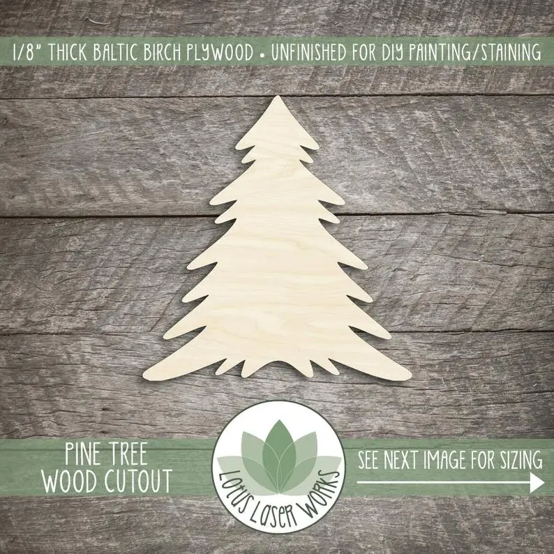 

Pine Tree Wood Shape, Wood Christmas Tree Cutout, Blank Wood Shapes