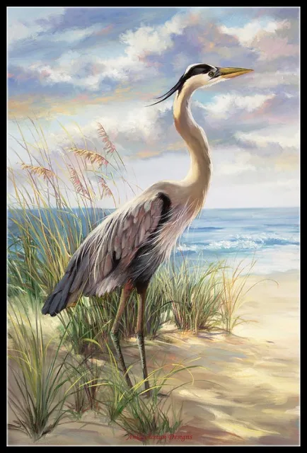 Blue Heron Deux - Counted Cross Stitch Kits - Handmade Needlework For Embroidery 14 ct Cross Stitch Sets DMC Color 1