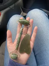 Gua Sha-Rodillo verde 2 en 1, conjunto de herramientas, masajeador, rascador de Jade Natural, con piedras para cara, cuello y espalda, 2 uds.