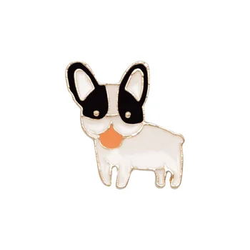 

Metal badge white bulldog with black ears (51076)
