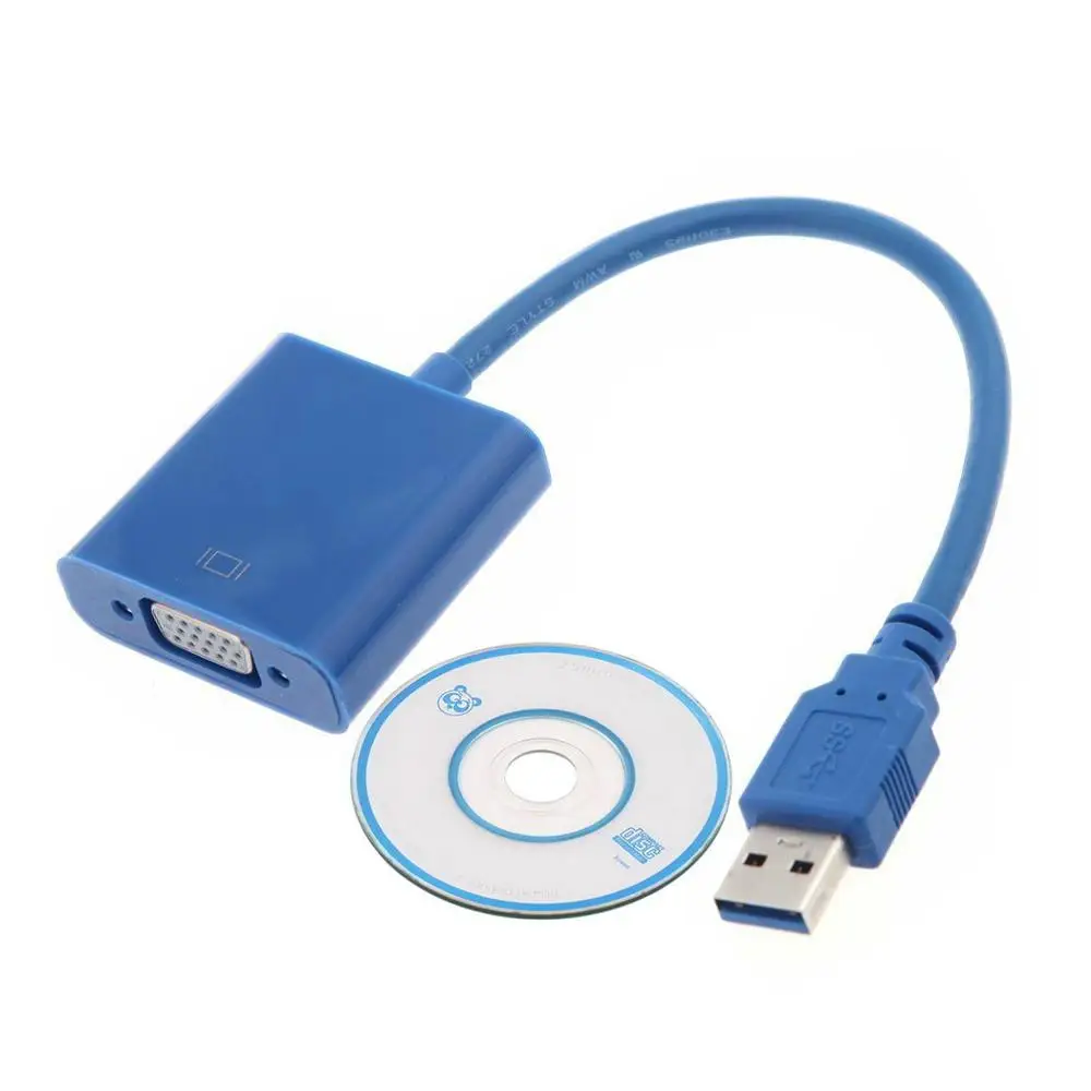 Адаптер переходник USB 3.0 в VGA кабель - Цвет: Синий