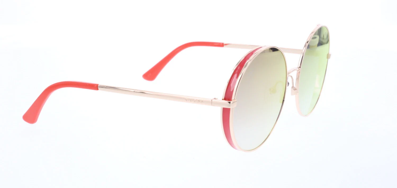 

Women's sunglasses gu 7606 28u metal gold organic round round 57-18-145 guess