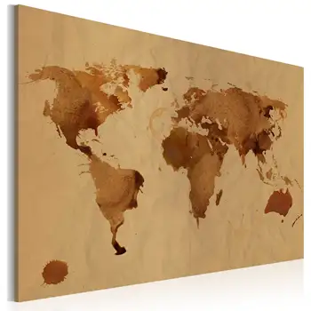 

Painted with coffee Table-the world-60x40