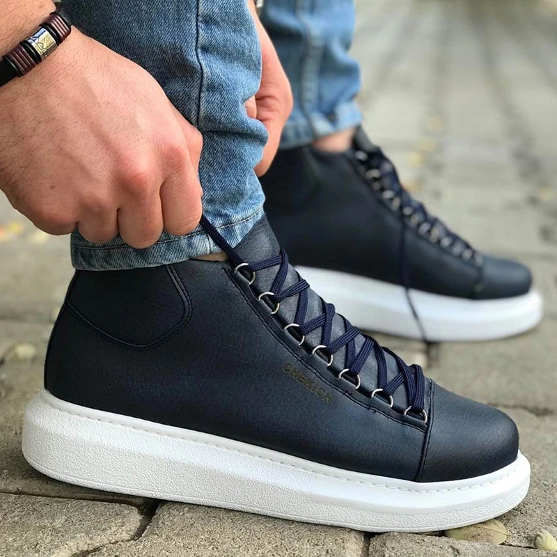 Chekich Zapatos mujer y hombre Azul marino Cuero artificial Invierno Temporadas con cordones