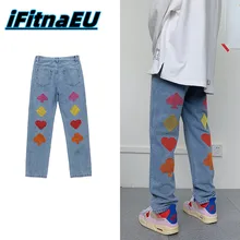 

Poker Baggy Trendyol Men’s Store Embroidery Women's Jeans Men's Pants Print Large Femme Kpop Clothes Cargo Man Korean Clothing