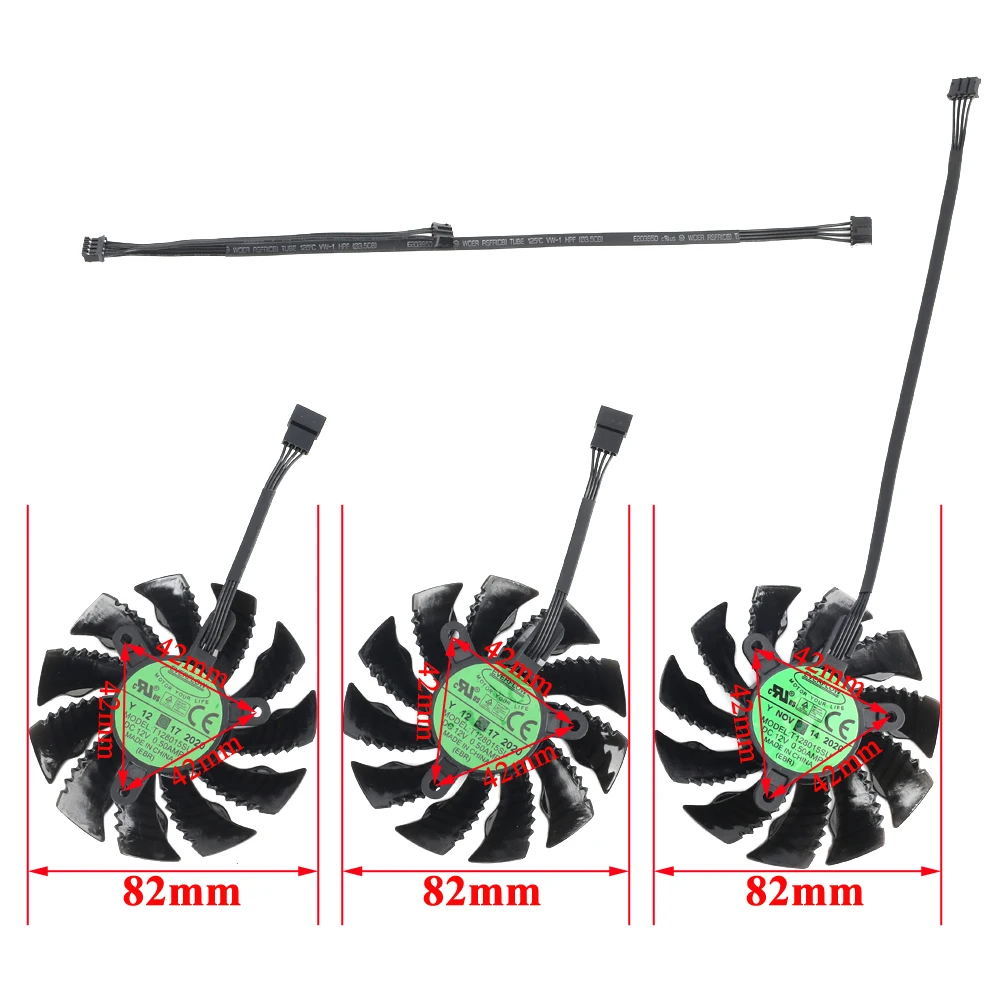 Original Placa de Vídeo Ventilador Refrigerador para Gigabyte Rtx 3070 Jogos Gv-n3070gaming Oc8gd Placa Gráfica 82 mm T128015su 4pin 0.5amp - Imagem 5