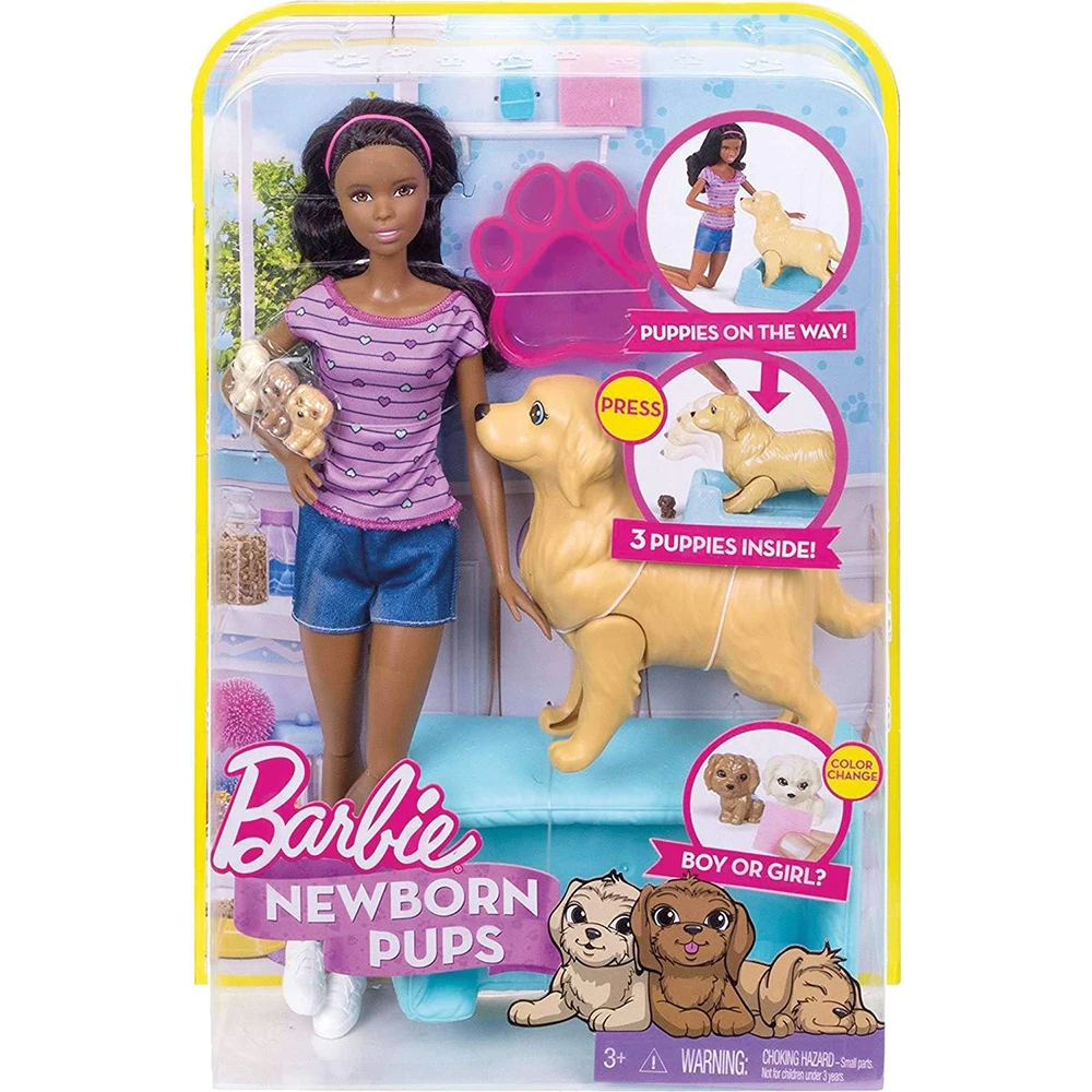 Кукла Barbie с новорожденными щенками