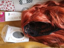 FEELSI-Peluca de cabello sintético para mujer, postizo largo de onda de agua, Color negro y naranja, Rojo puro, fibra de alta temperatura, tamaño medio