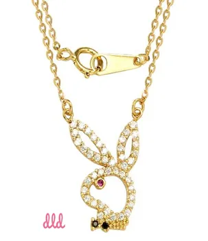 

Silver necklace plated gold with figure surrounded zirconita, PLAYBOY model