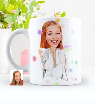 

Personalized Women 'S Model Caricature Of White Mug cup-2 Souvenir Reliable Quality Custom Design Funny Fun picture