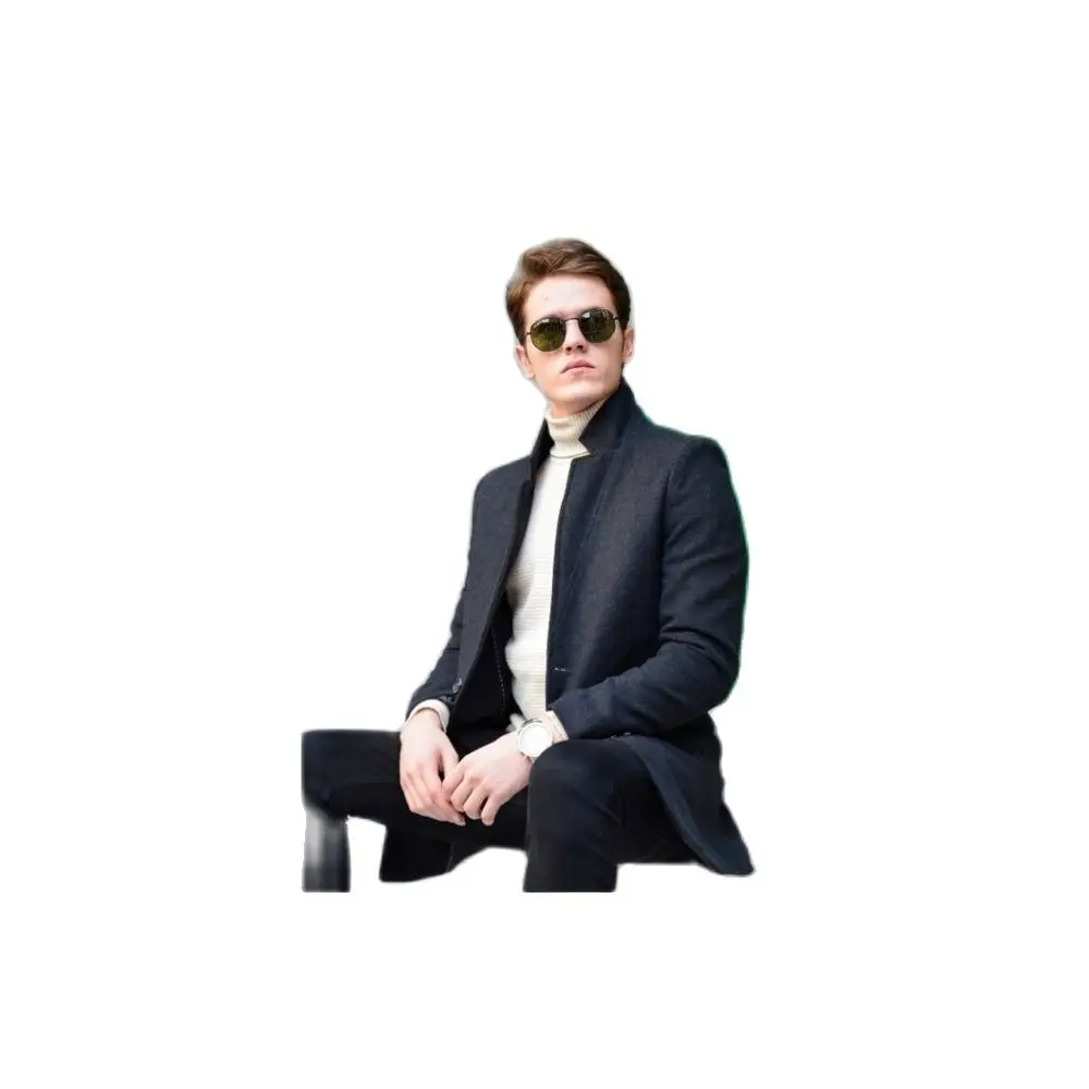 Men's Smoked Stand-Up Collar Cachet Coat 2021 Autumn Winter Season Outerwear HighQuality Sleeve Button DetailedSlimFit Youngstyl