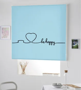 

Blind Iroa roll with drawing/Be Happy! ROLLER BLINDS TRANSLUCENT! (SKY BLUE 100X175)